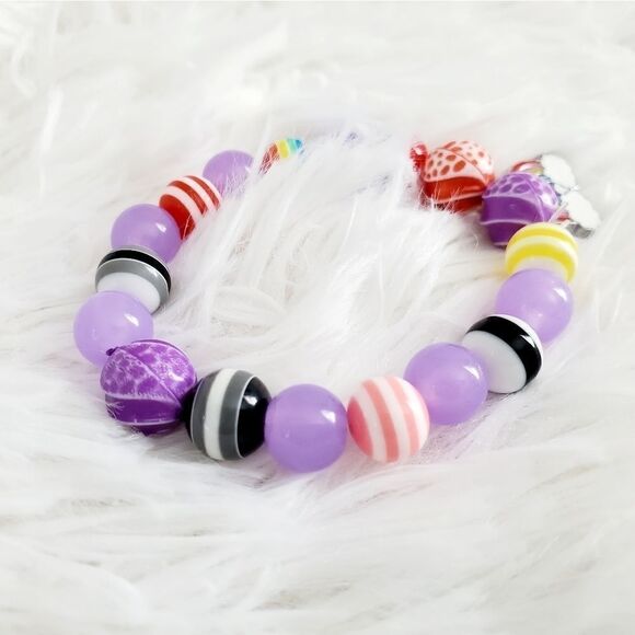 Handmade Children's Stretch Rainbow Pride Beaded Bracelet - Picture 8 of 14